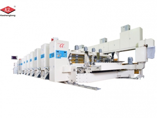 Flexo printing machine for corrugated box blanks