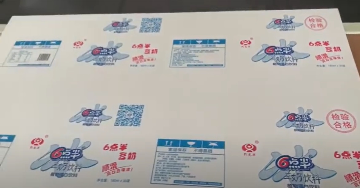 Produzione di cartoni di latte di soia con stampante flexo a trasferimento sottovuoto completo